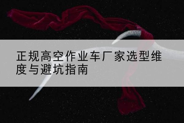 汤阴高空作业车厂家-正规选型维度与避坑指南